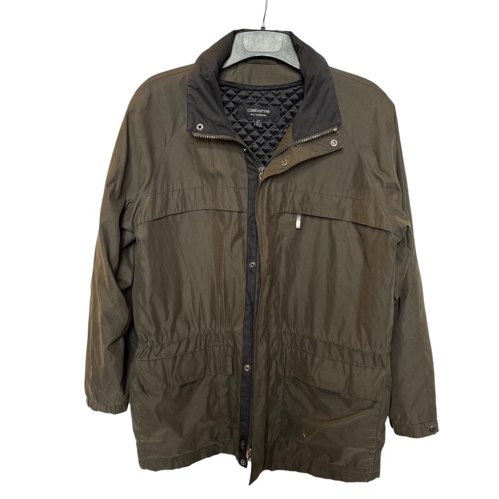 Claiborne Outerwear Men's Olive Jacket Full Zip and Snap Size Large